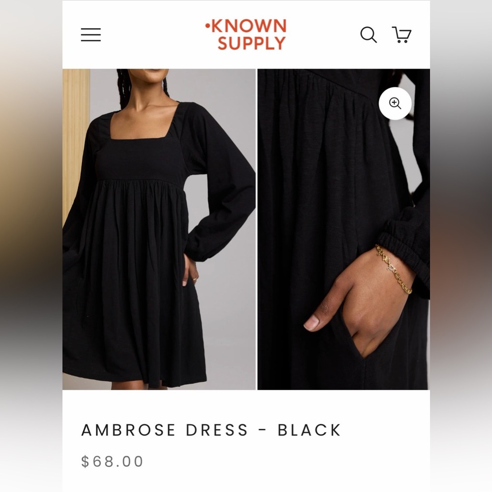 Known Supply Black Babydoll Square-Neck Dress - Picture 2 of 4